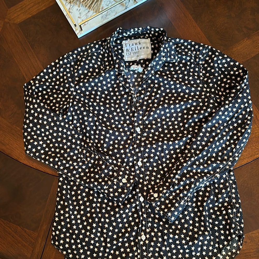 Frank & Eileen - black with white star "Frank" shirt small